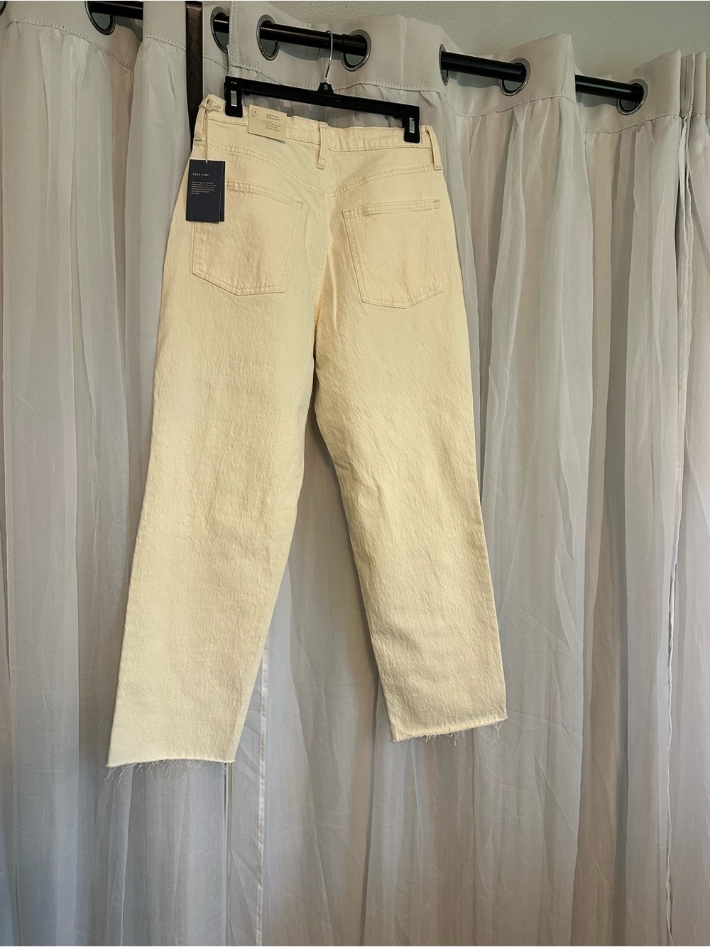 Cream Vintage High-Waist, Wide Leg, Distressed Jeans - Picture 5 of 6